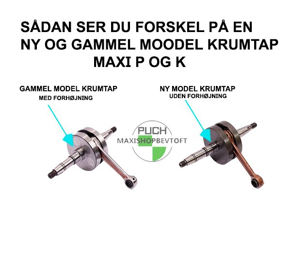 Forskel på ny og gammel model Krumtap til PUCH Maxi k og p