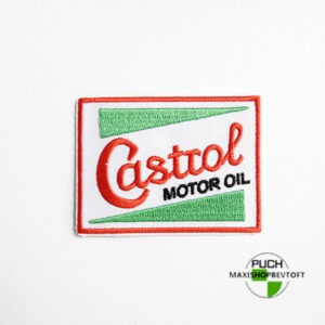 Stofmærke 77x57mm Castrol motor oil i den bedste kvalitet med klæber