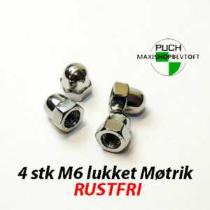 4stk Rustfri M6 lukket møtrik