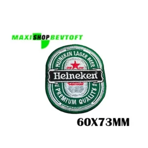 Stofmærke 60 x 73mm HEINEKEN i den bedste kvalitet med klæber